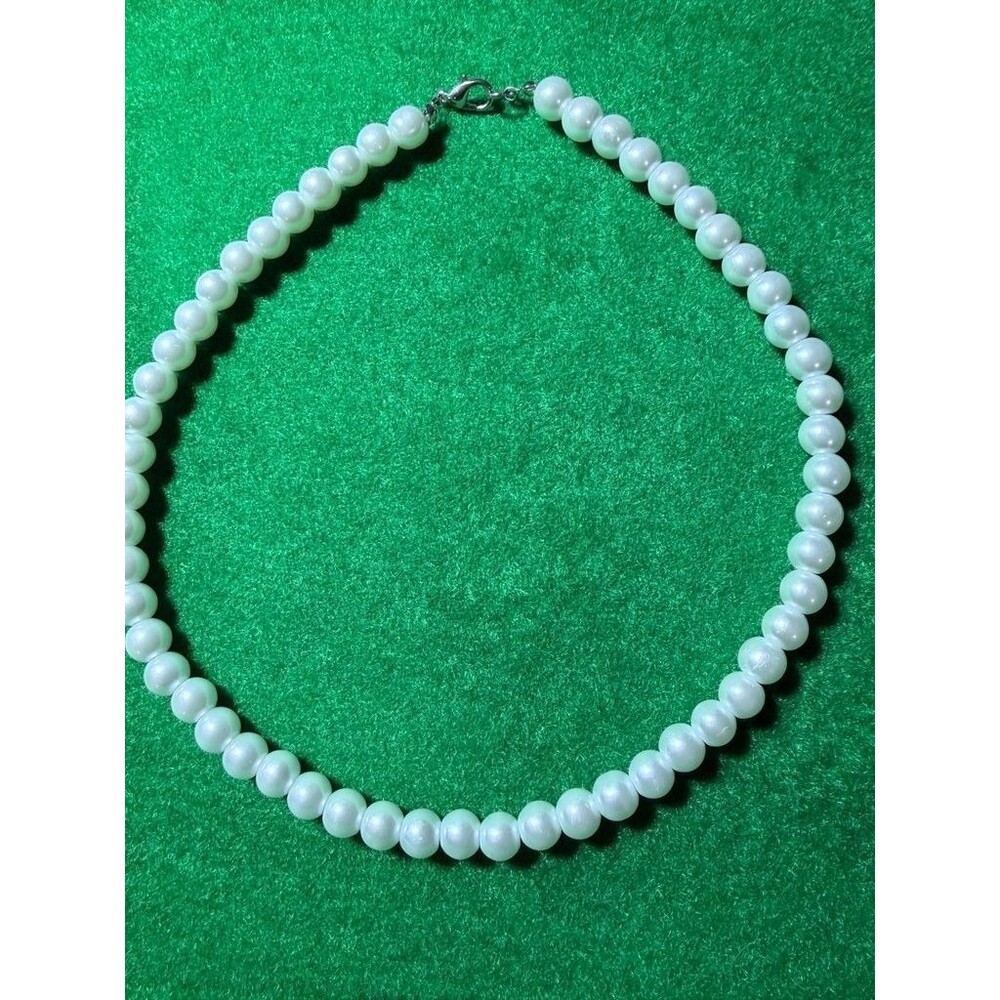 Classic Faux Pearl Bead Necklace with Silver Tone Clasp